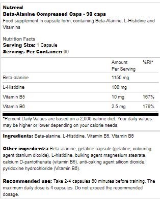 Nutrend Beta-Alanine Compressed-90Serv.-90Caps