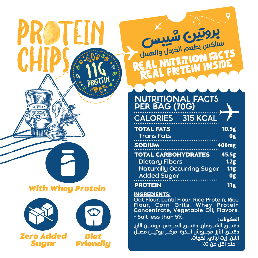 Organic Nation Protein Chips-70G.-Honey Mustard