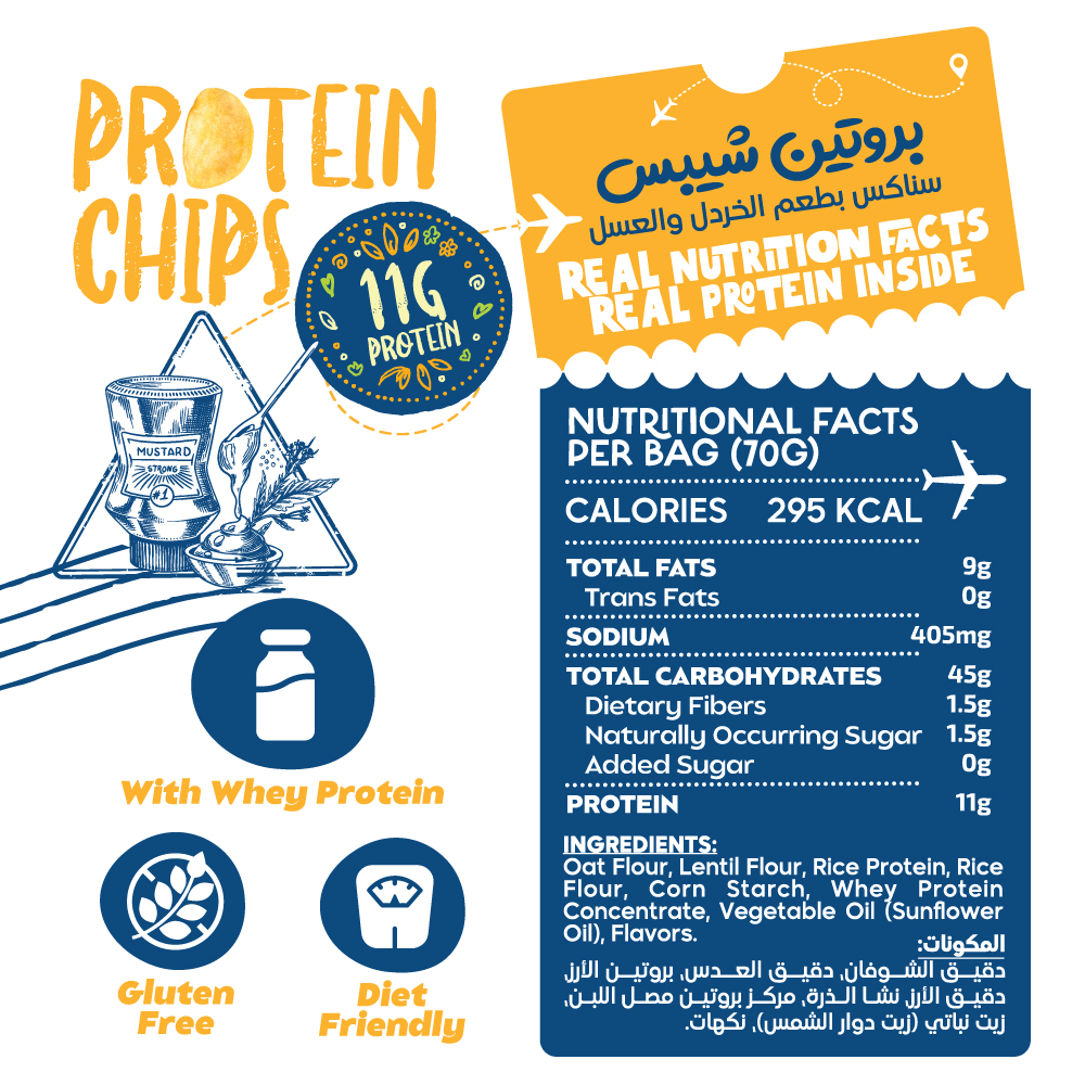 Organic Nation Protein Chips-70G.-Honey Mustard