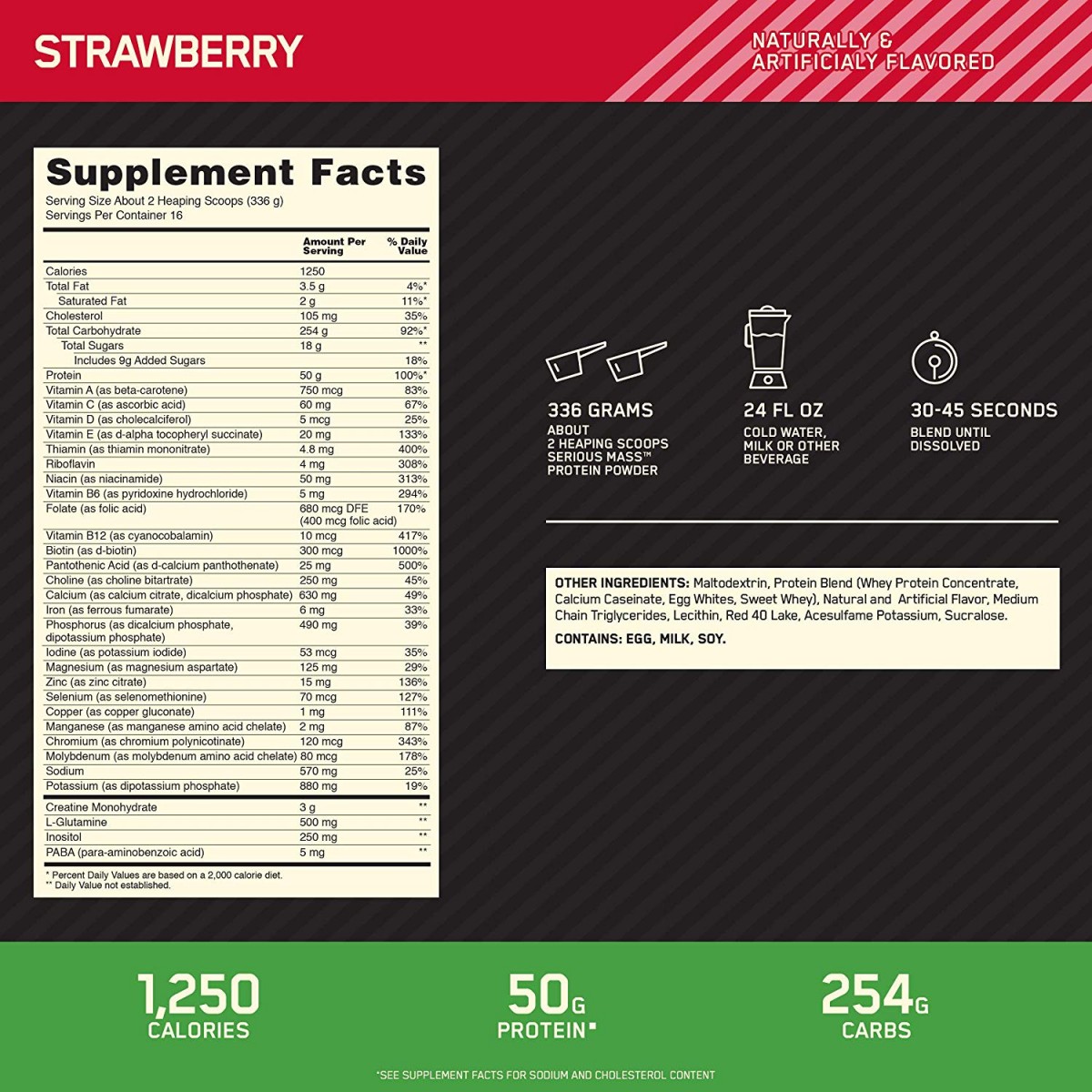 Optimum Nutrition serious mass-16Serv.-5.4KG-Strawberry