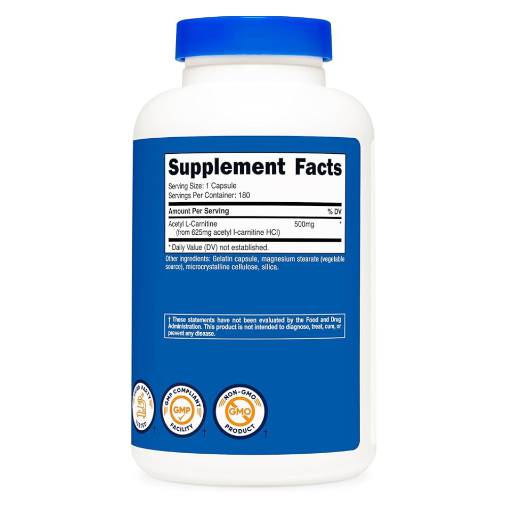 Nutricost Acetyl L-carnitine 500mg-180Serv.-180Caps