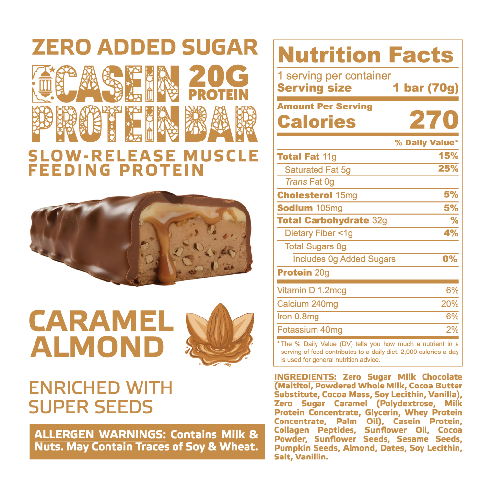 Muscle Add Casein Protein Bar-70G-Caramel Almond