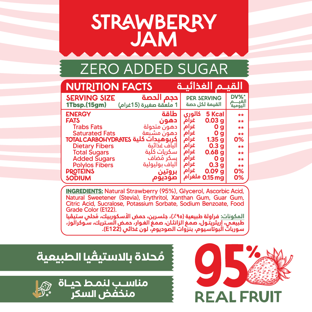 Organic Nation Guilt Free 95% Real Fruit Strawberry Jam-190Gm