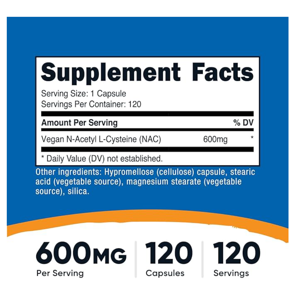 Nutricost N-Acetyl L-Cysteine (NAC) 600mg.-120 Vege Caps