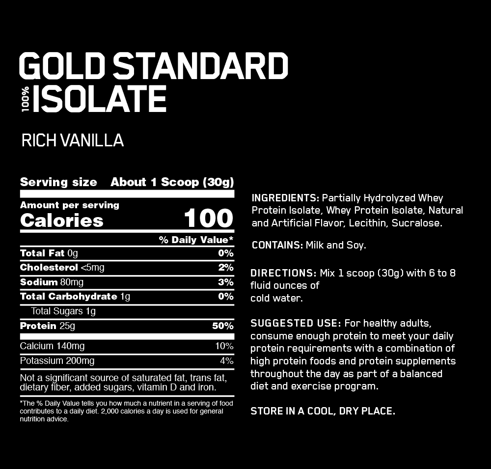 Optimum Nutrition Whey Gold Standard 100% Isolate-76Serv.-2.28KG-Rich Vanilla