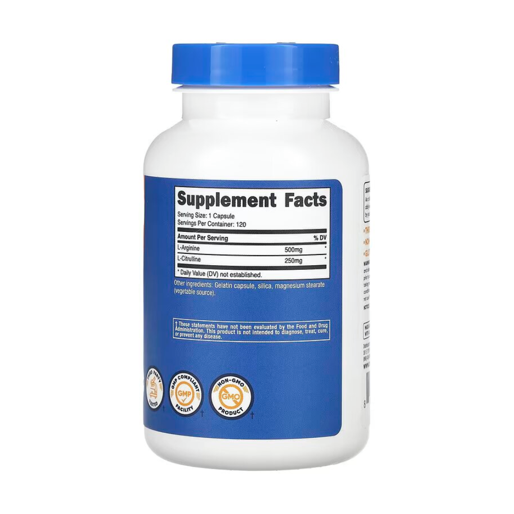 Nutricost  L-Arginine &amp; L-Citrulline-120Serv-120Capsules
