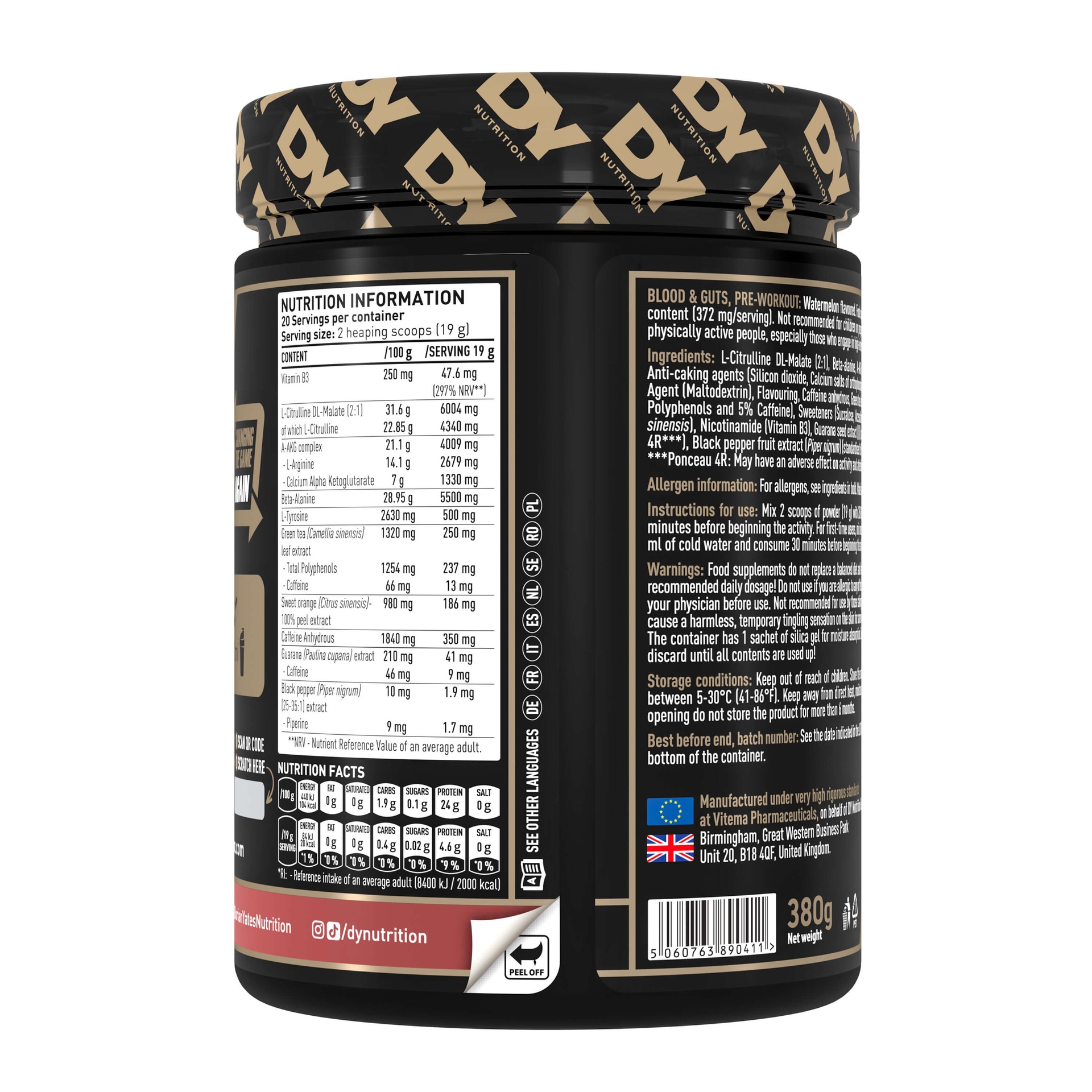 Dy Nutrition Blood&amp;Guts The Mind&amp;Body Pre-workout-20Serv.-380G.-Watermelon