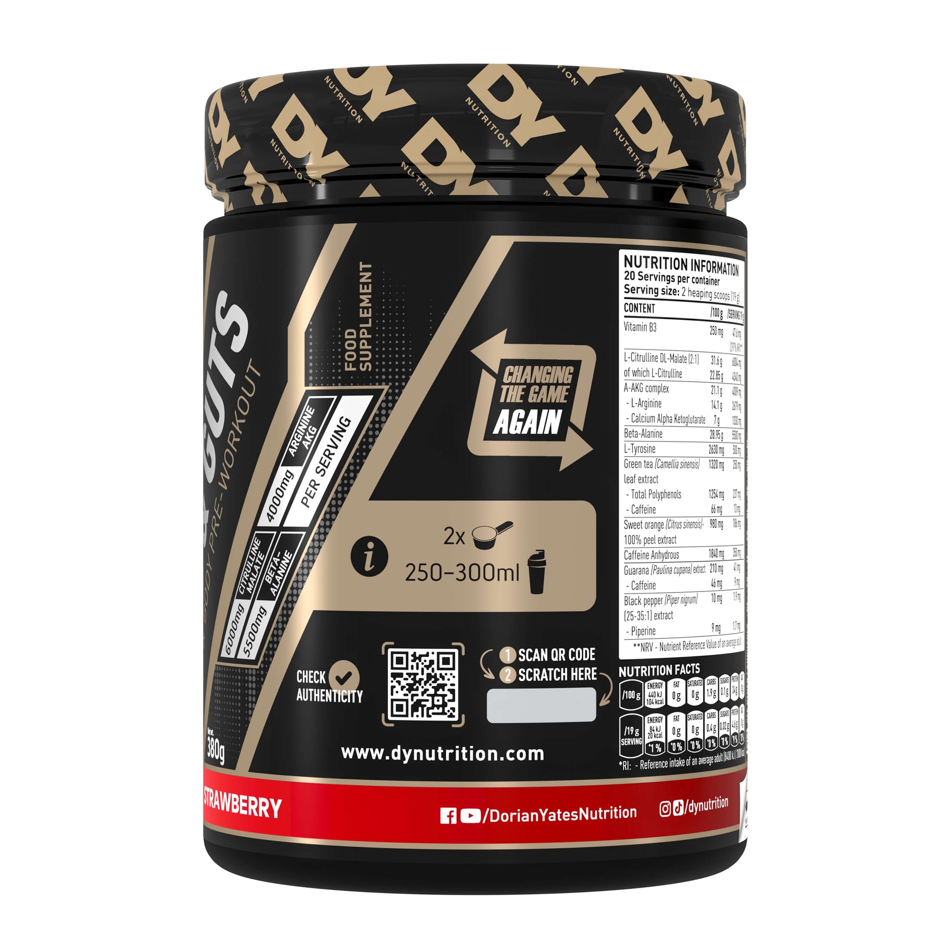 Dy Nutrition Blood&amp;Guts The Mind&amp;Body Pre-workout-20Serv.-380G.-Strawberry