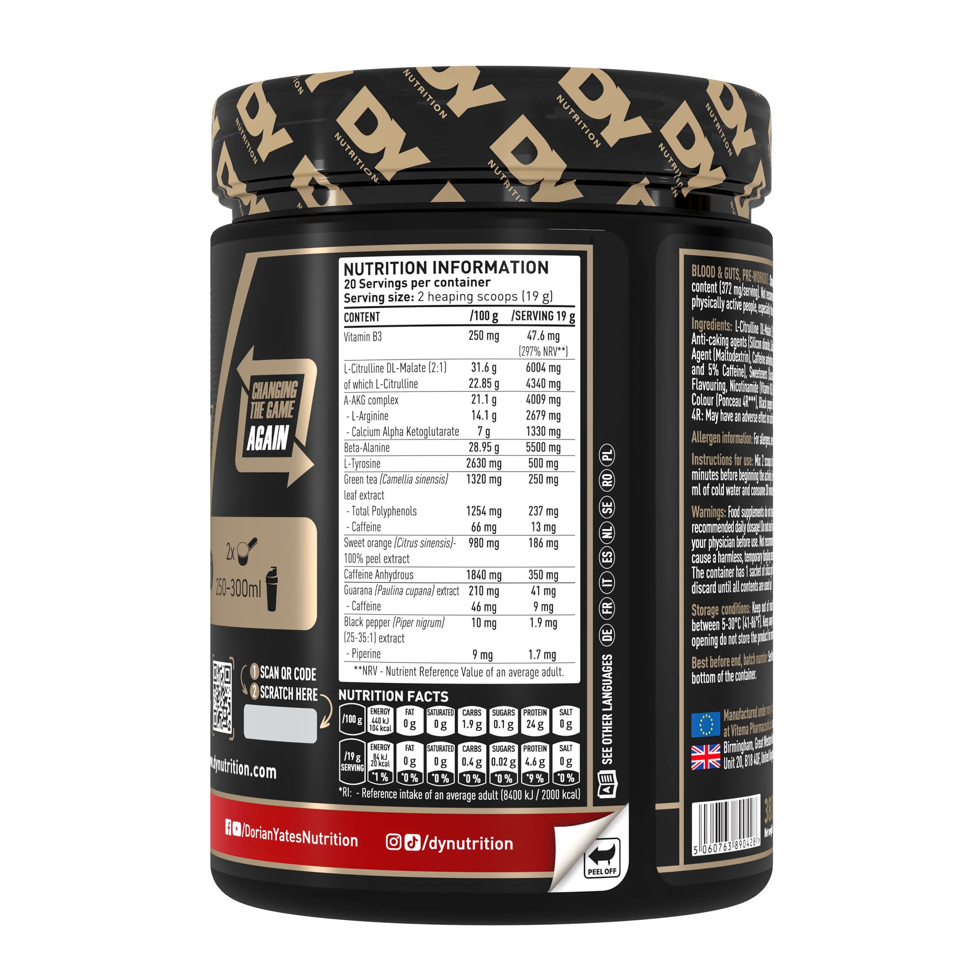 Dy Nutrition Blood&amp;Guts The Mind&amp;Body Pre-workout-20Serv.-380G.-Strawberry