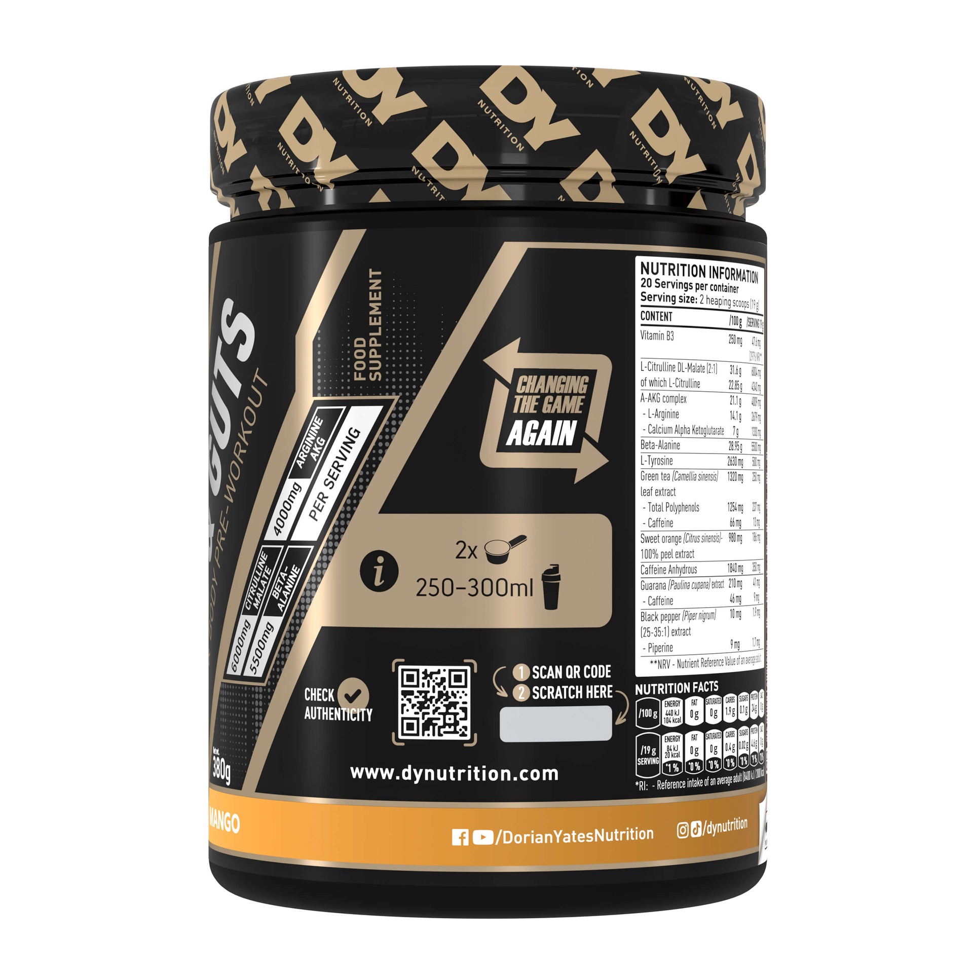 Dy Nutrition Blood&amp;Guts The Mind&amp;Body Pre-workout-20Serv.-380G.-Mango