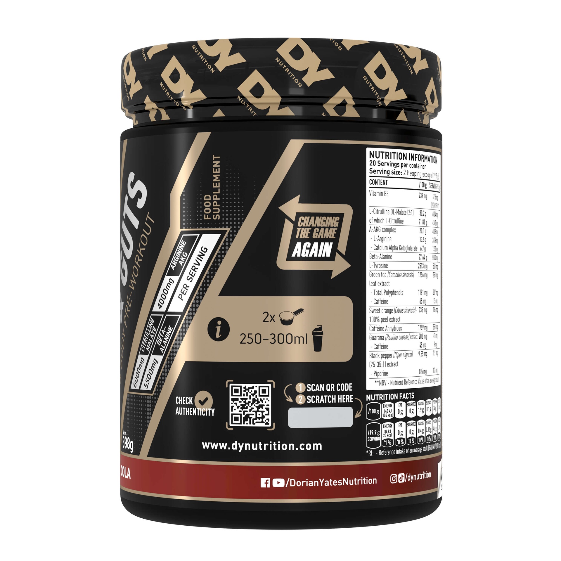 Dy Nutrition Blood&amp;Guts The Mind&amp;Body Pre-workout-20Serv.-380G.-Cola