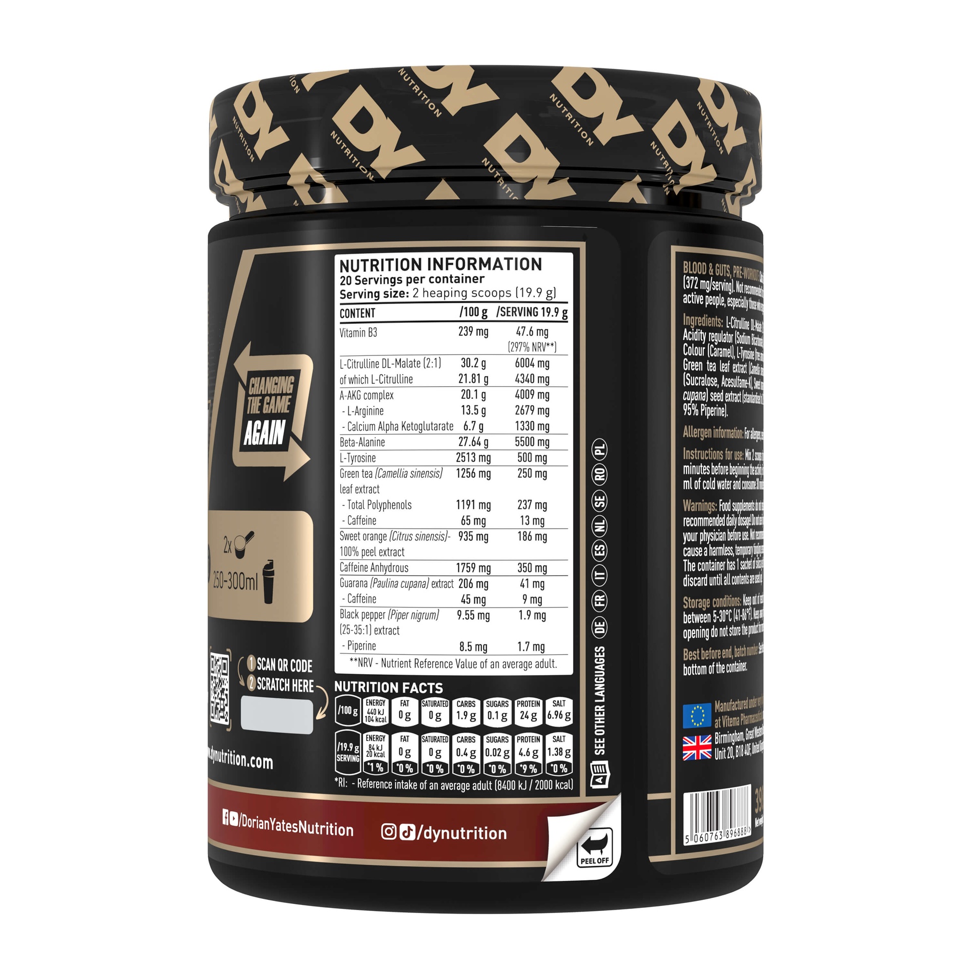 Dy Nutrition Blood&amp;Guts The Mind&amp;Body Pre-workout-20Serv.-380G.-Cola