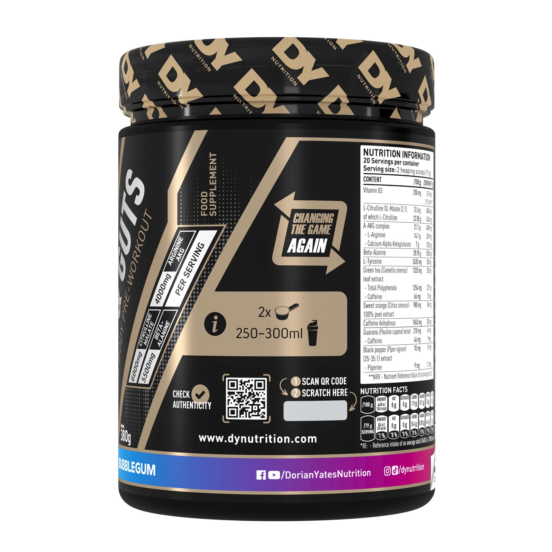 Dy Nutrition Blood&amp;Guts The Mind&amp;Body Pre-workout-20Serv.-380G.-Bubblegum