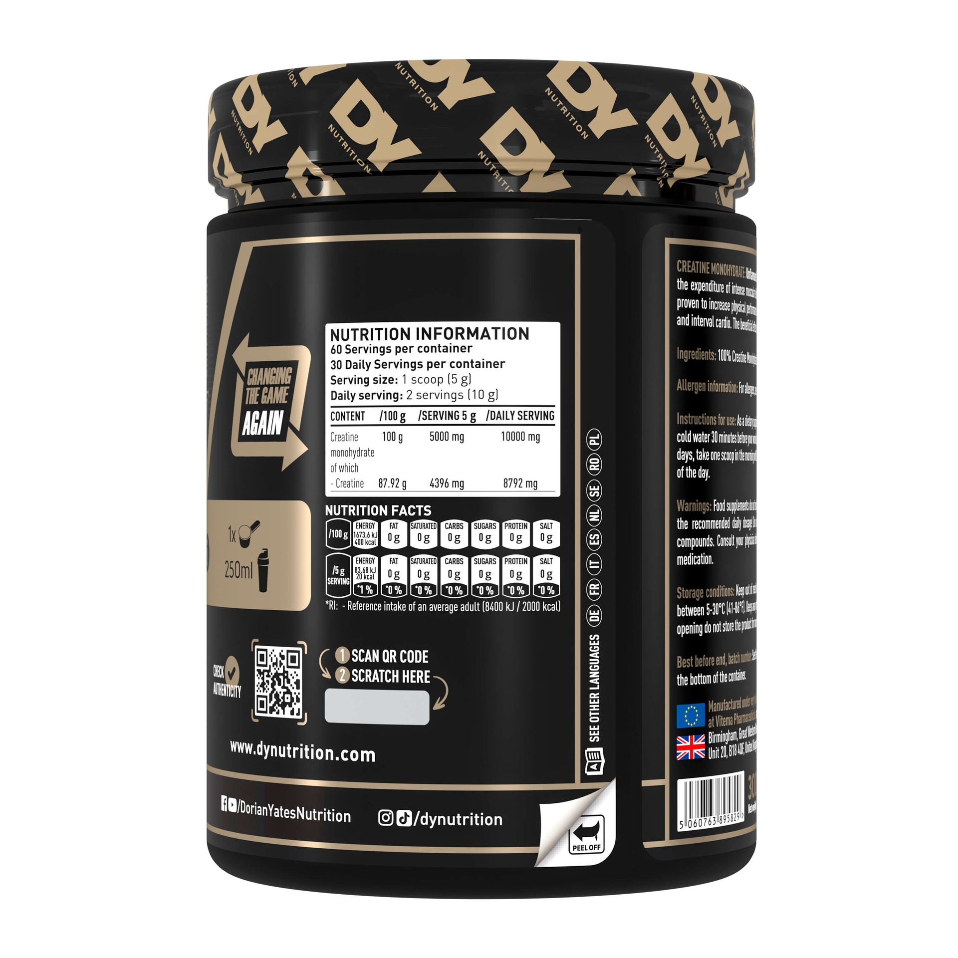 DY Nutrition Creatine Monohydrate-60Serv.-300G.-Unflavored