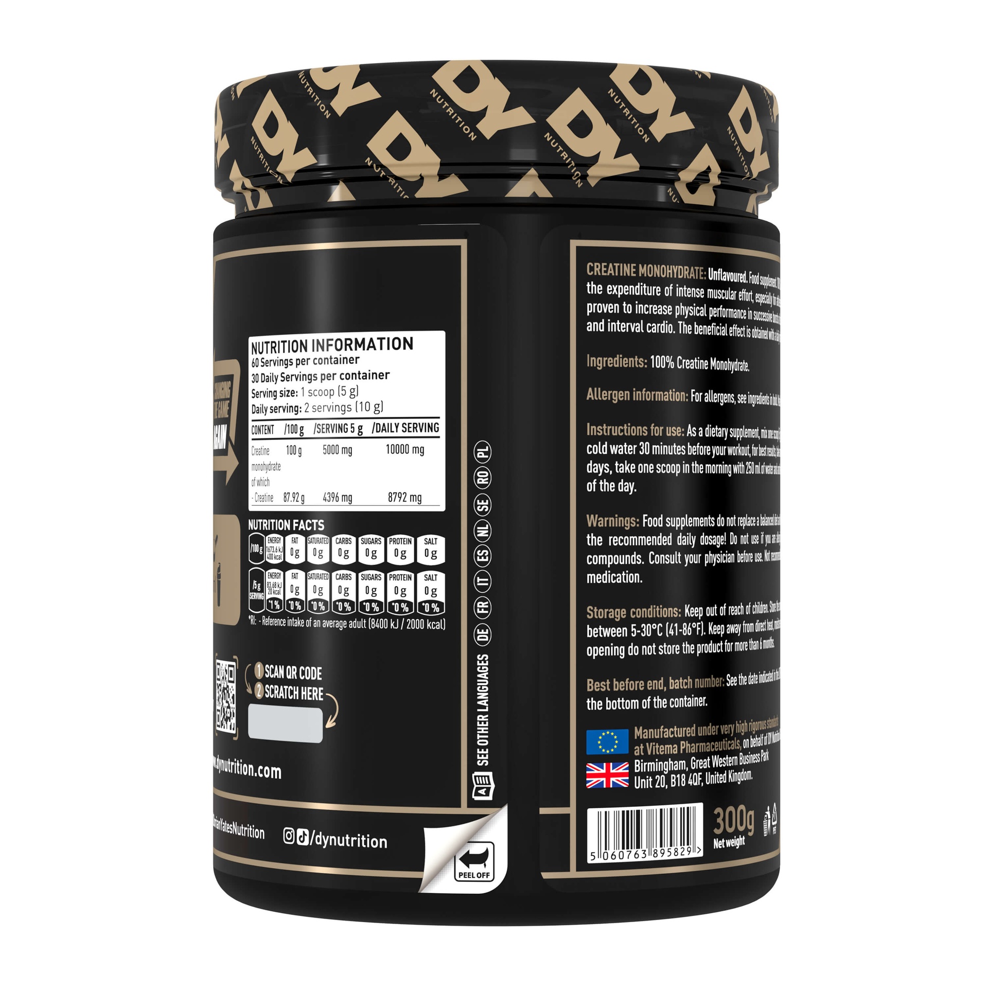 DY Nutrition Creatine Monohydrate-60Serv.-300G.-Unflavored