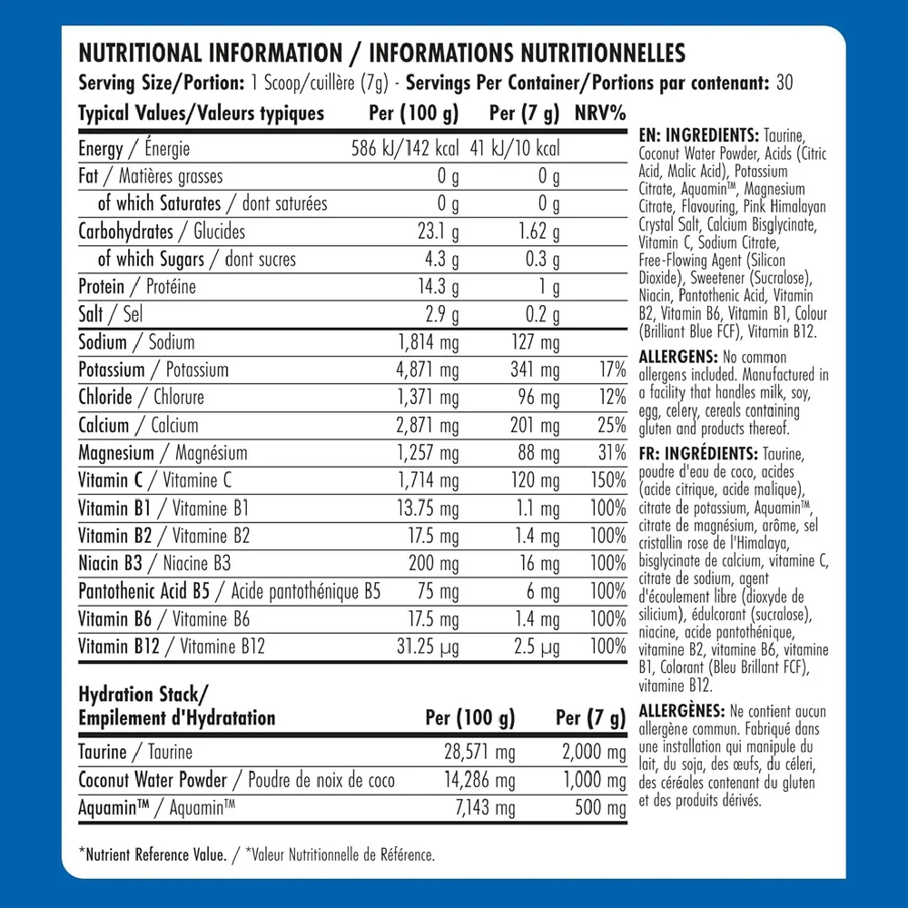 Applied Nutrition Body Fuel Hydration Electrolyte &amp; Vitamin Mix.-30Serv.-210.-Blue Raspberry