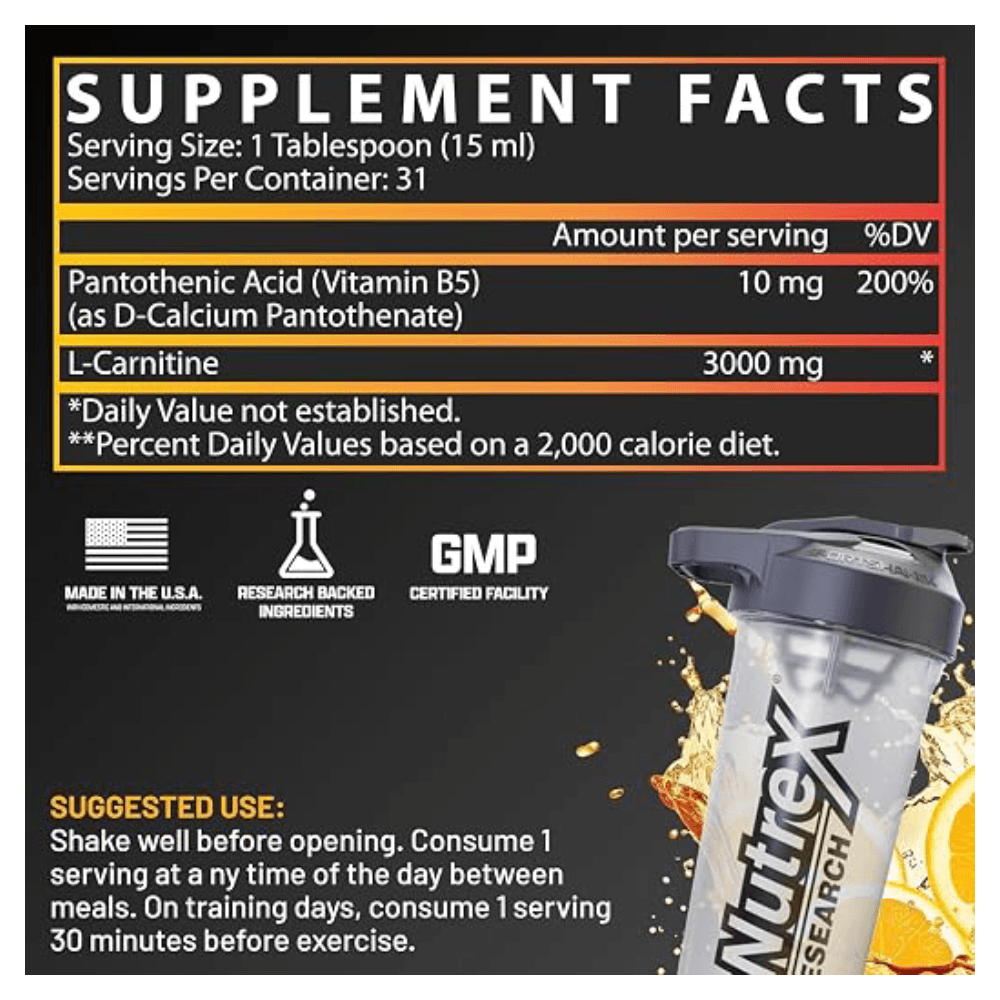 Nutrex Research L-Carnitine 3000.-31Serv.-465Ml.-Orange Mango
