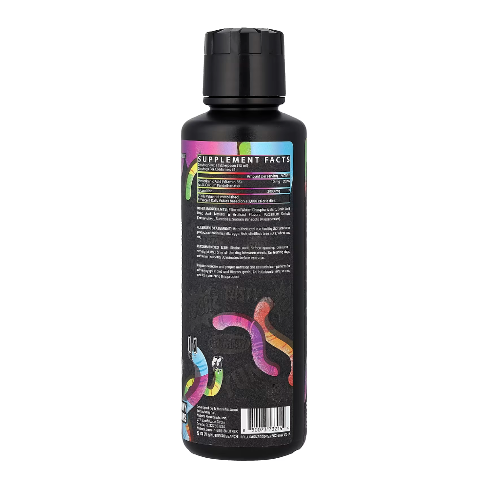 Nutrex Research L-Carnitine 3000.-31Serv.-465Ml.-Sour Gummy Worms