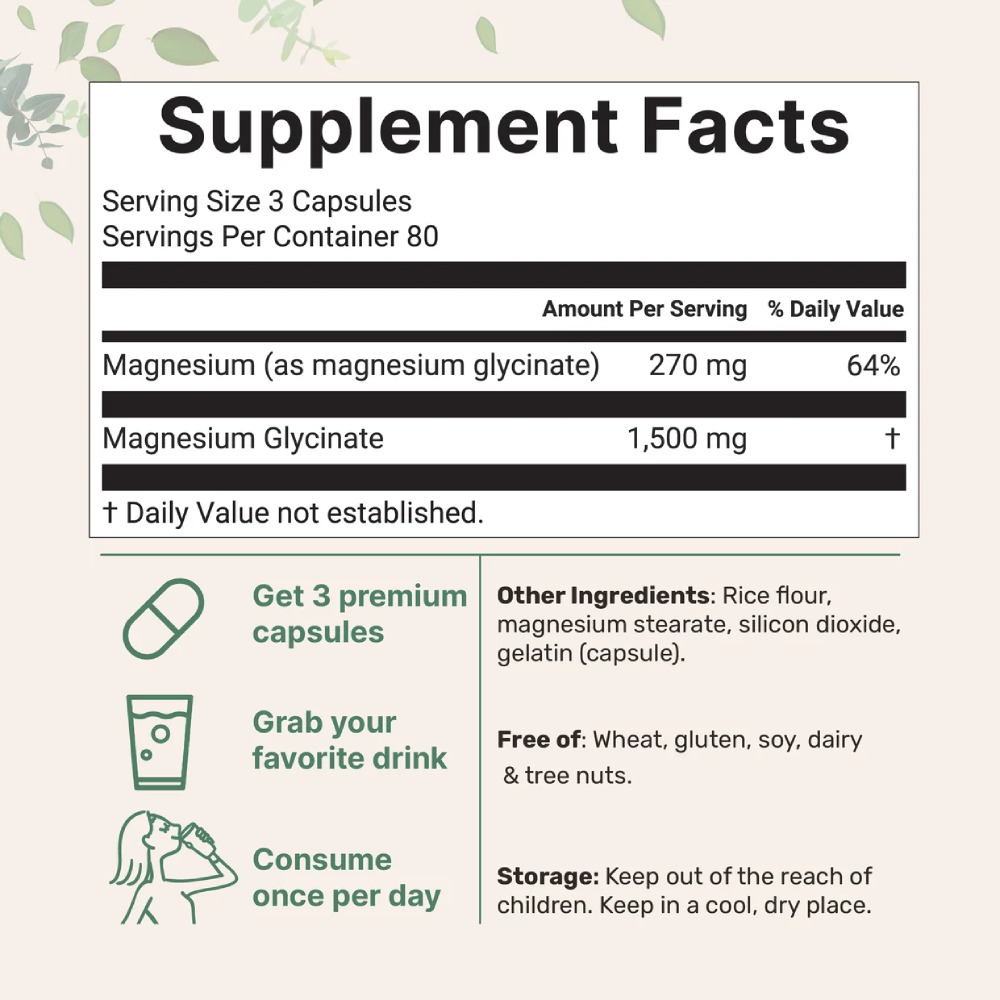 Micro Ingredients Magnesium Glycinate 1.500MG.-240Caps