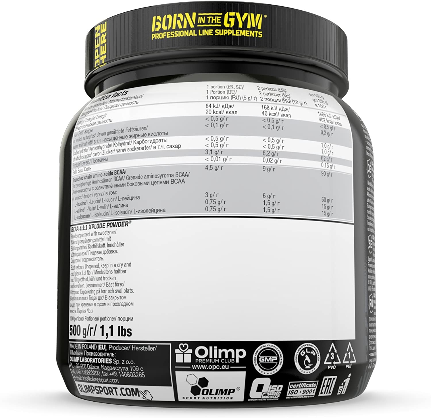Olimp Sport Nutrition BCAA 4:1:1 Xplode Powder-100Serv.-500G-Fruit Punch