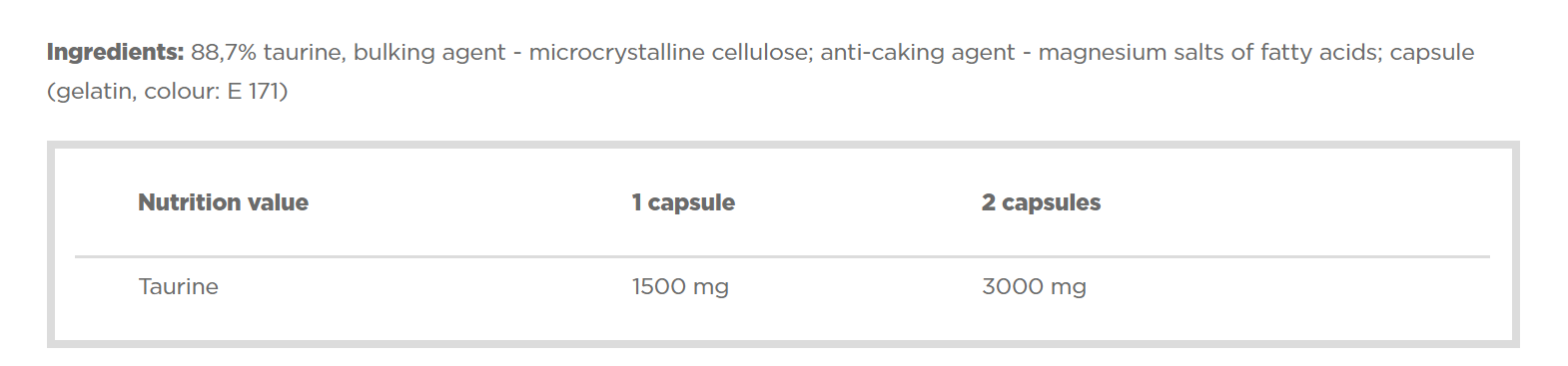 Olimp Sport Nutrition Taurine Mega Caps 1500-120Serv.-120Caps.