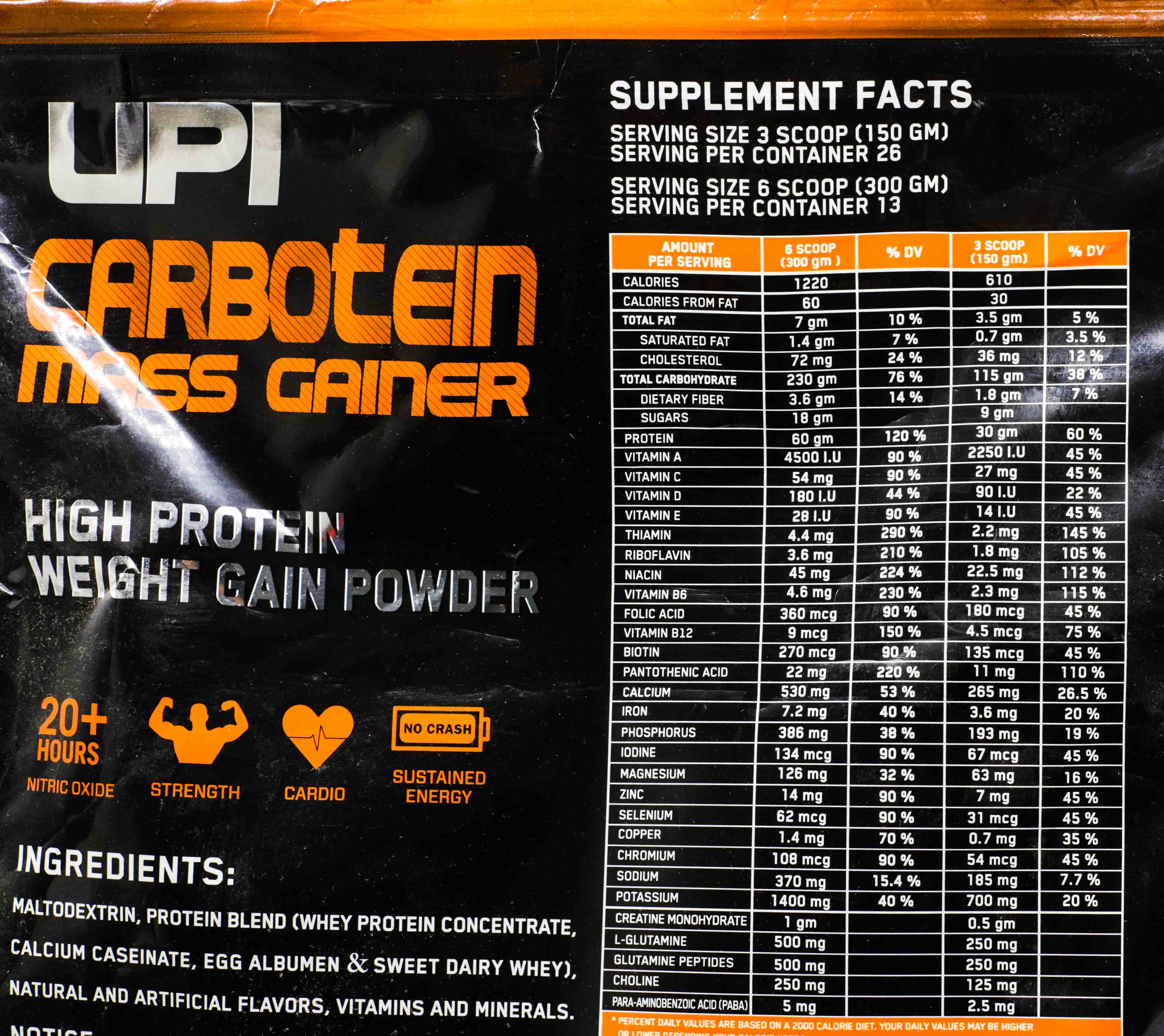 Upi Carbotein Mass Gainer-26Serv.-3.9KG-Banana