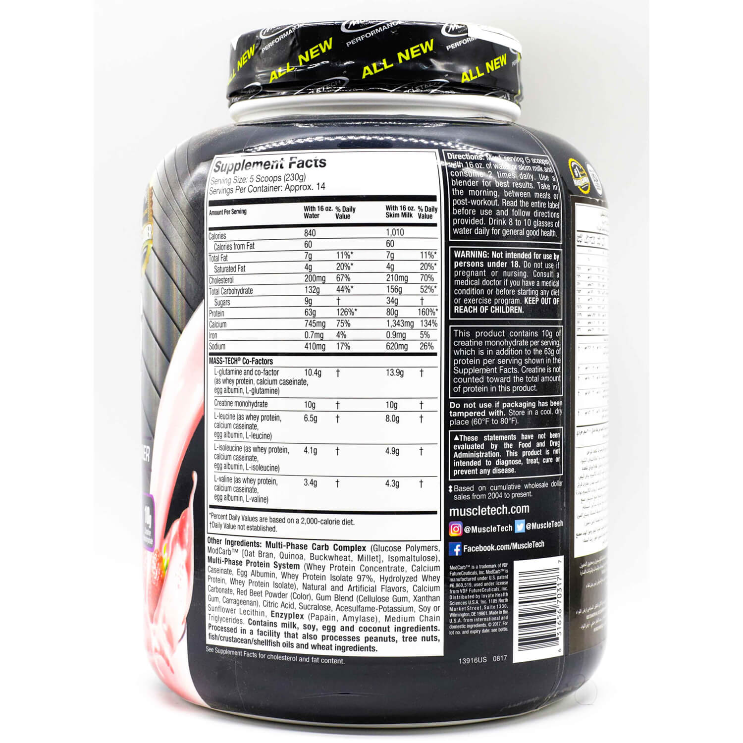 Muscletech Mass-Tech-14Serv.-3.18KG-Strawberry