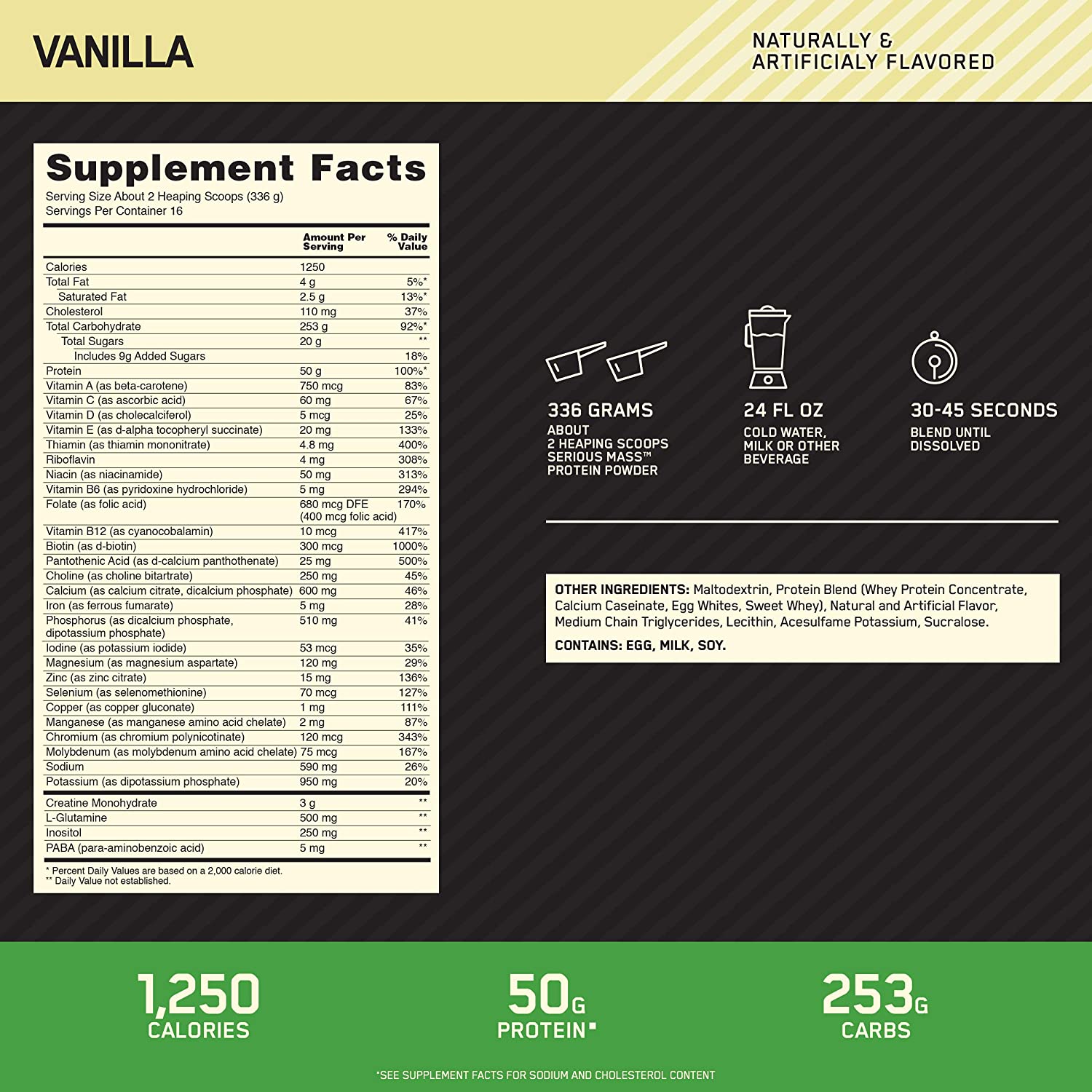 Optimum Nutrition Serious Mass-16Serv.-5.4KG-Vanilla