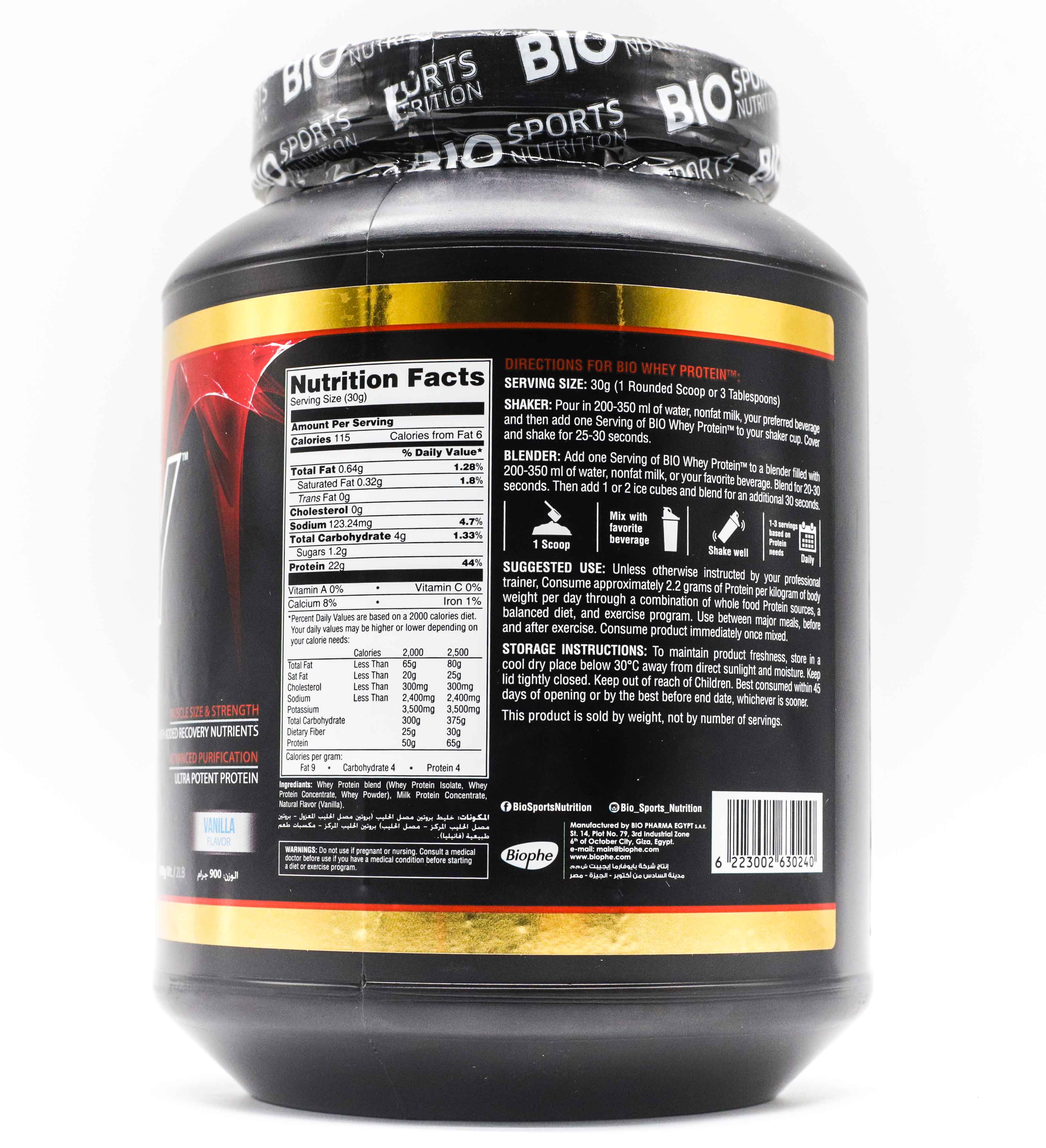 Bio Sports Nutrition Premium Whey Protein-30Serv.-900G-Vanilla