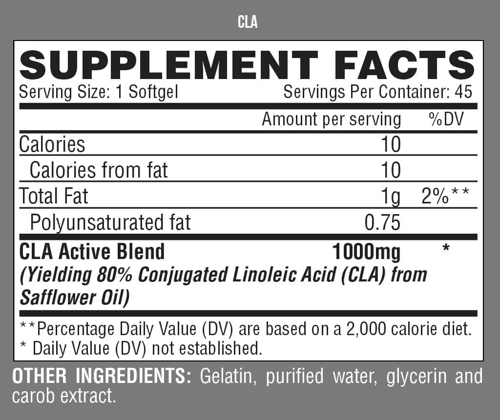 Nutrex Research Lipo 6 Cla-45Serv.-45SoftGels facts
