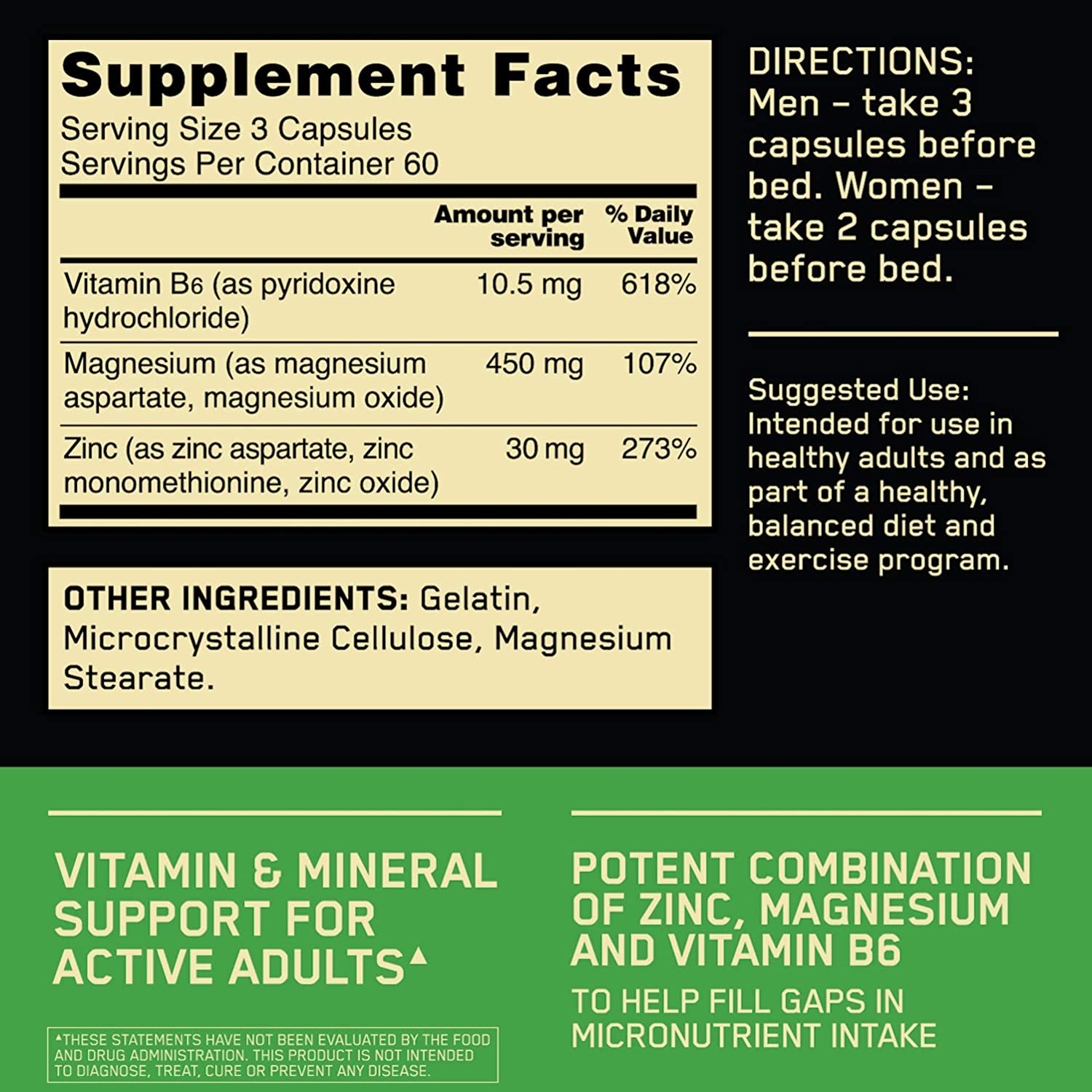 Optimum Nutrition ZMA-60Serv.-180Caps.