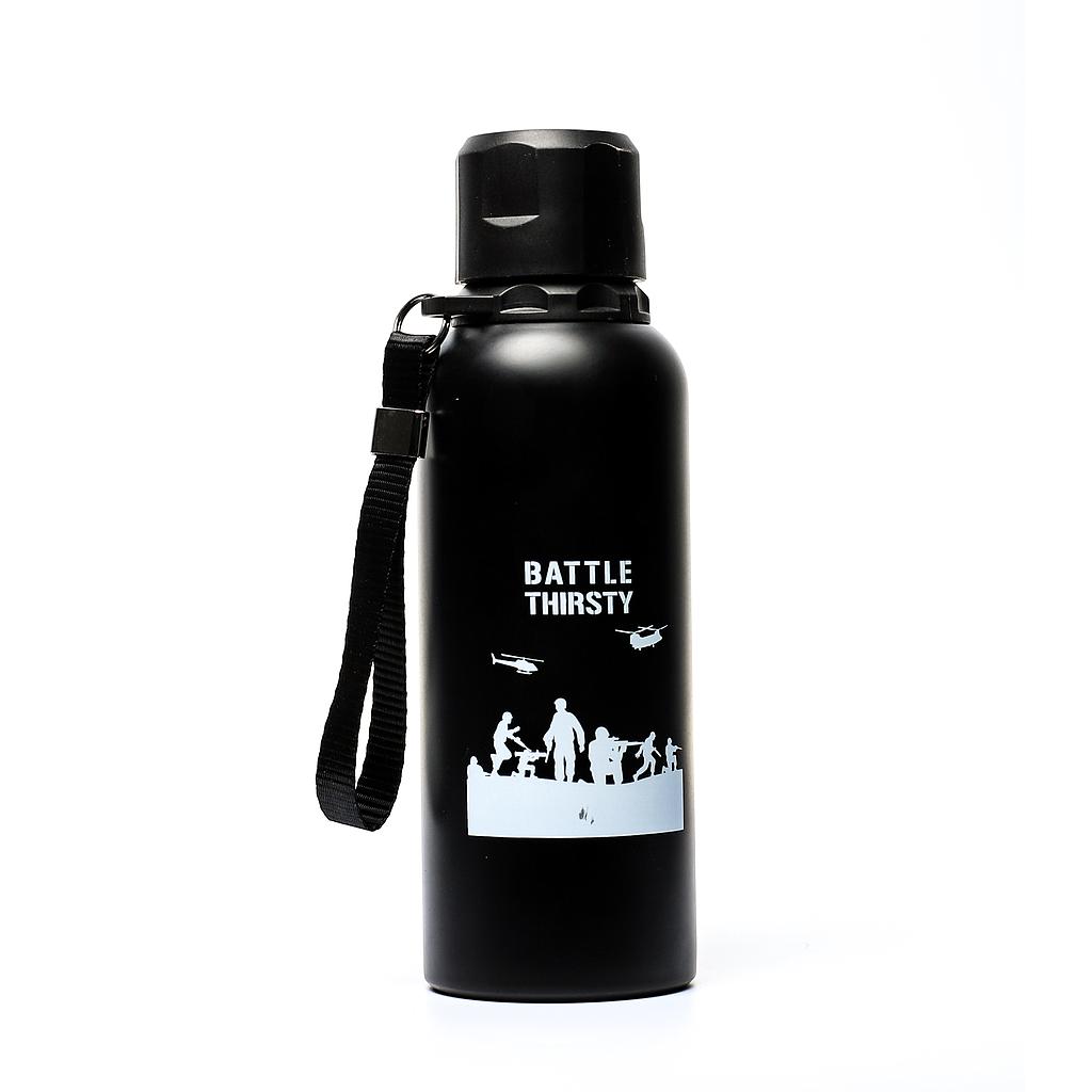 [6224009096794 ] Max Muscle Army Stainless Thermos Bottle-400ml-Black