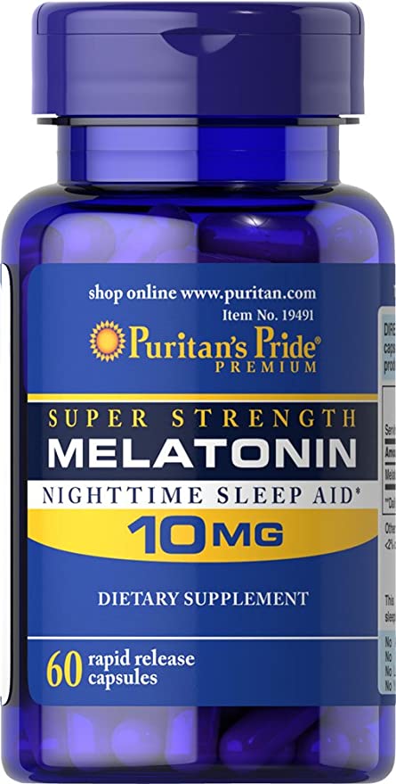 [025077194919] Puritan's Pride Super Strength Melatonin 10mg-60Serv.-60Rapid Release Caps.