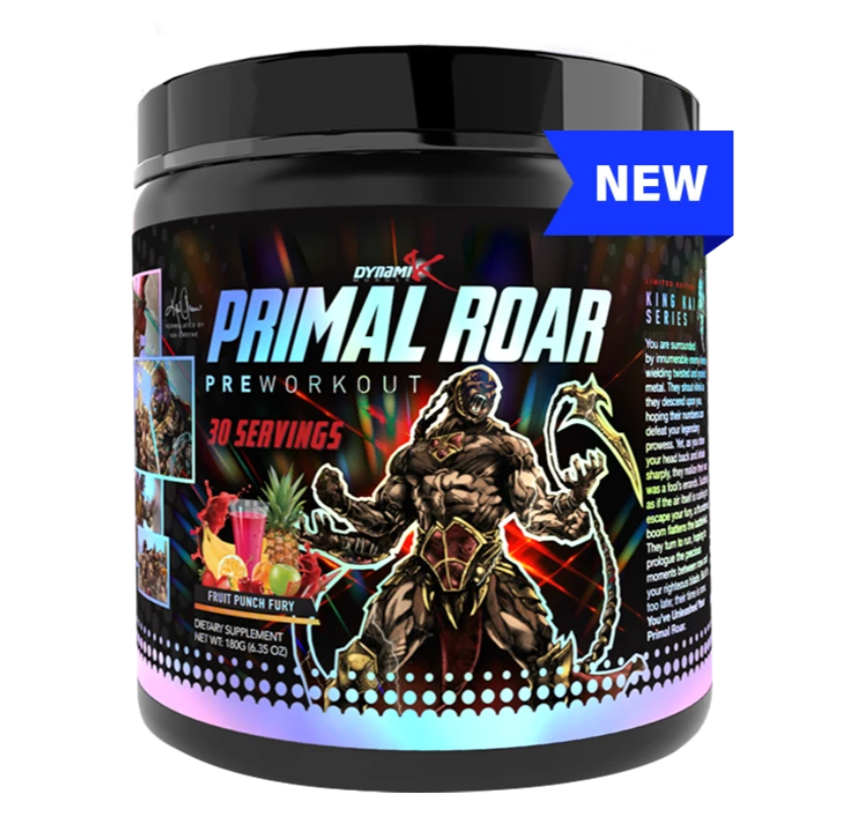 [850010292182] Dynamik Primal Roar Preworkout-30Serv.-180G-Fruit punch Fury