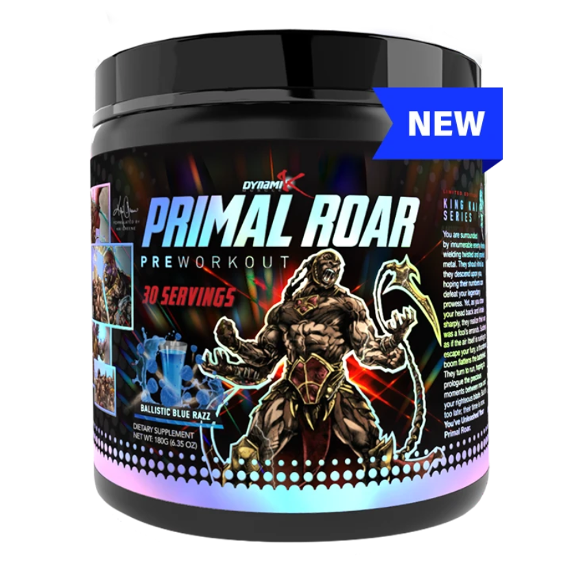 [850010292199] Dynamik Primal Roar Preworkout-30Serv.-180G-Ballistic Blue Razz