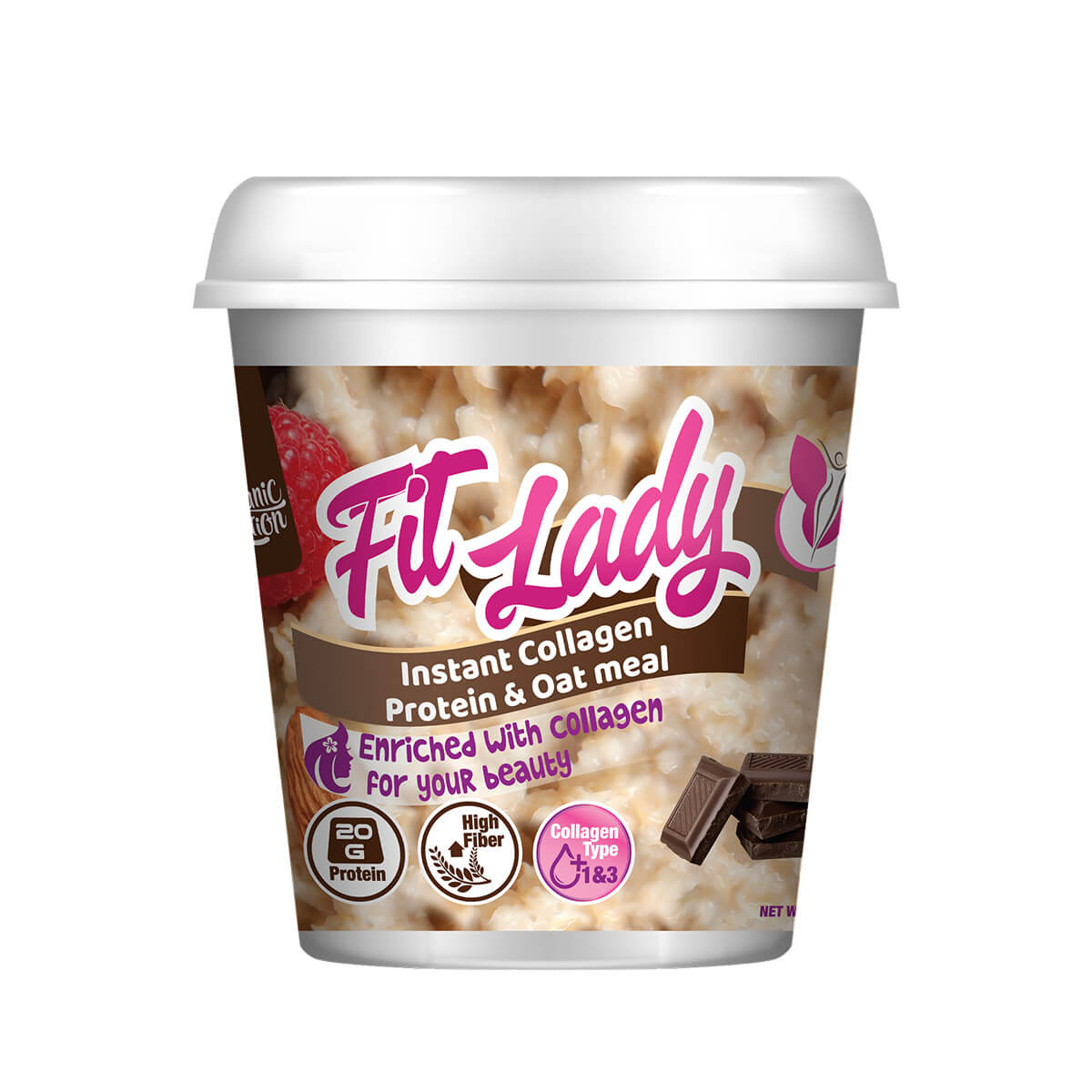 [6222023701786] Organic Nation Fit Lady Instant Collagen Protein&amp;Oat Meal-50G.-Chocolate