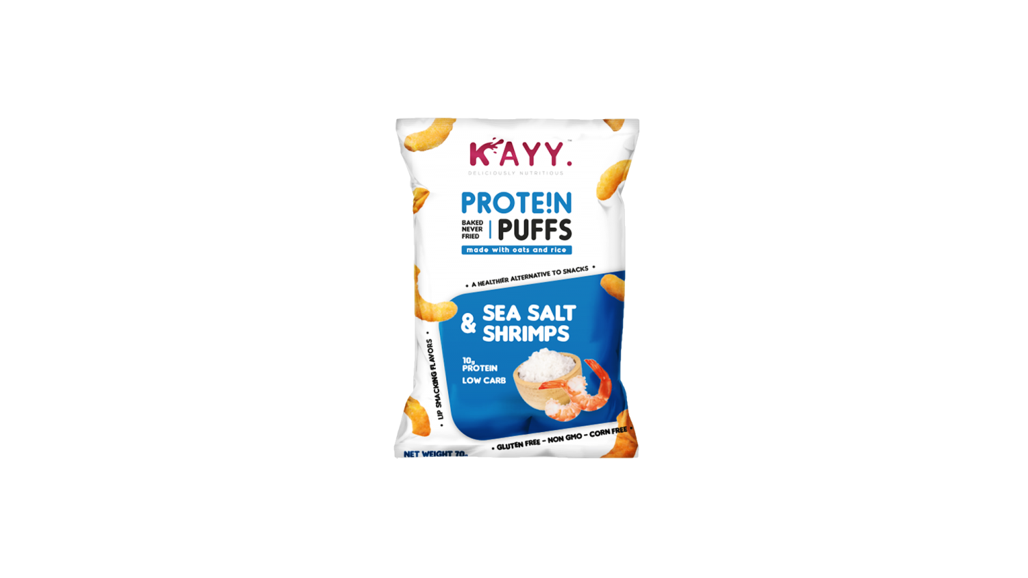 [6224010521186] Kayy Protein Puffs-70G.-Sea Salt &amp; Shrimps