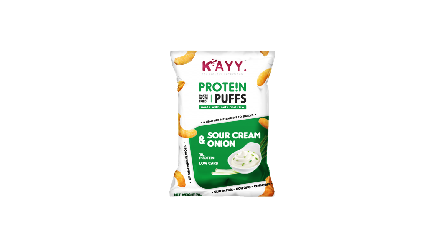 [6224010521179] Kayy Protein Puffs-70G.-Sour Cream &amp;Onion