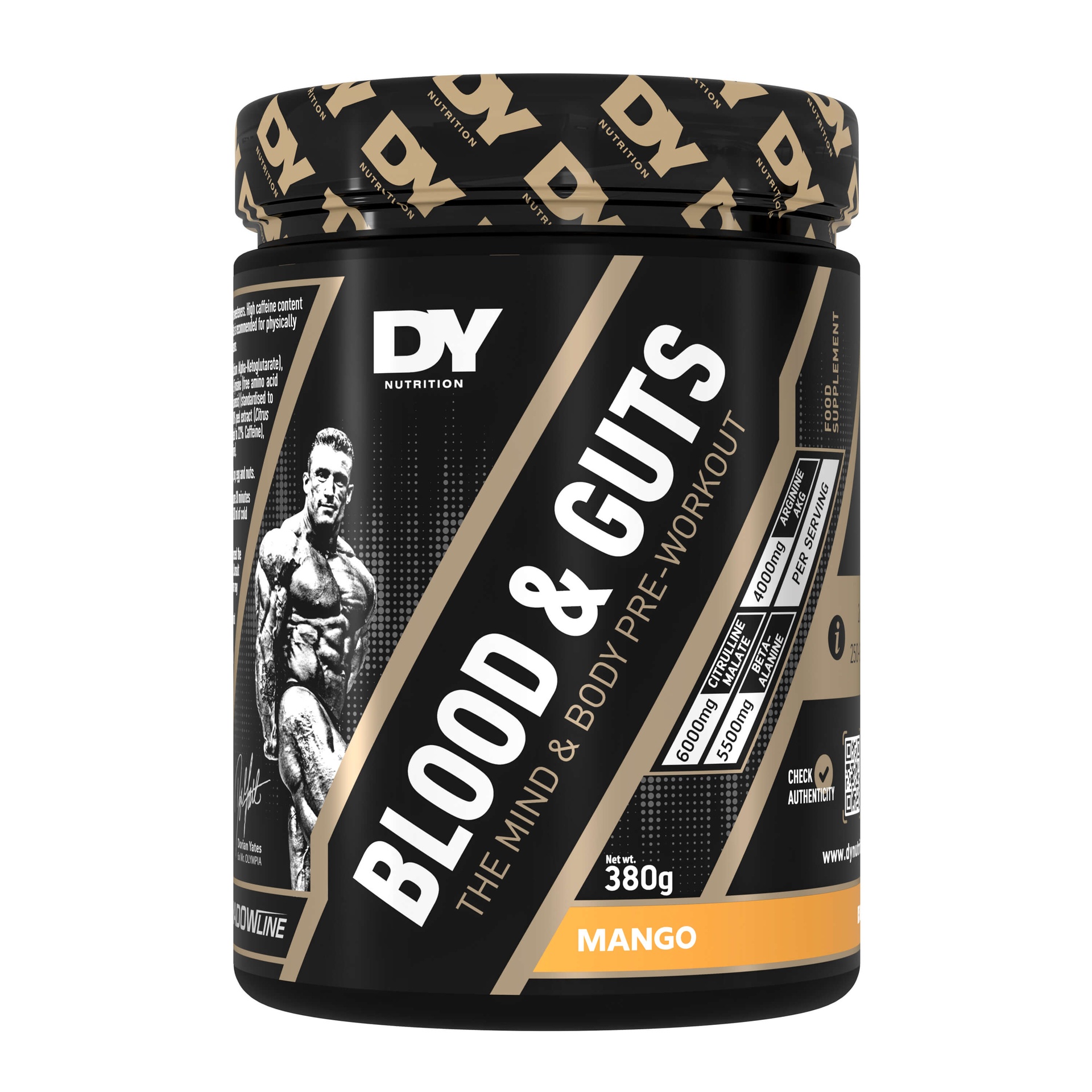 [5060763890480] Dy Nutrition Blood&amp;Guts The Mind&amp;Body Pre-workout-20Serv.-380G.-Mango