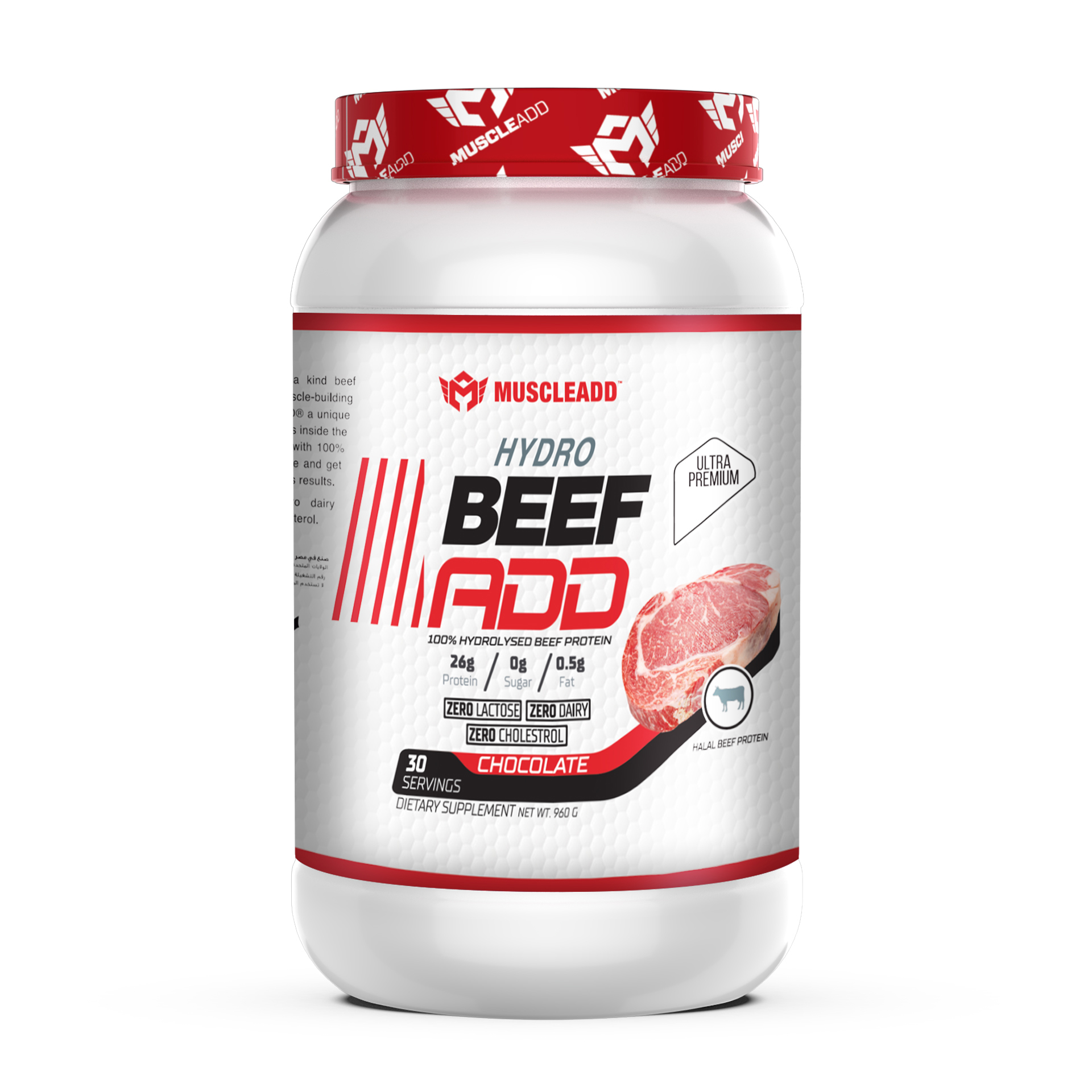 [6223007821131] Muscle Add Hydro Beef Add 100% Hydrolyzed Beef Protein-30Serv.-960G.-Chocolate