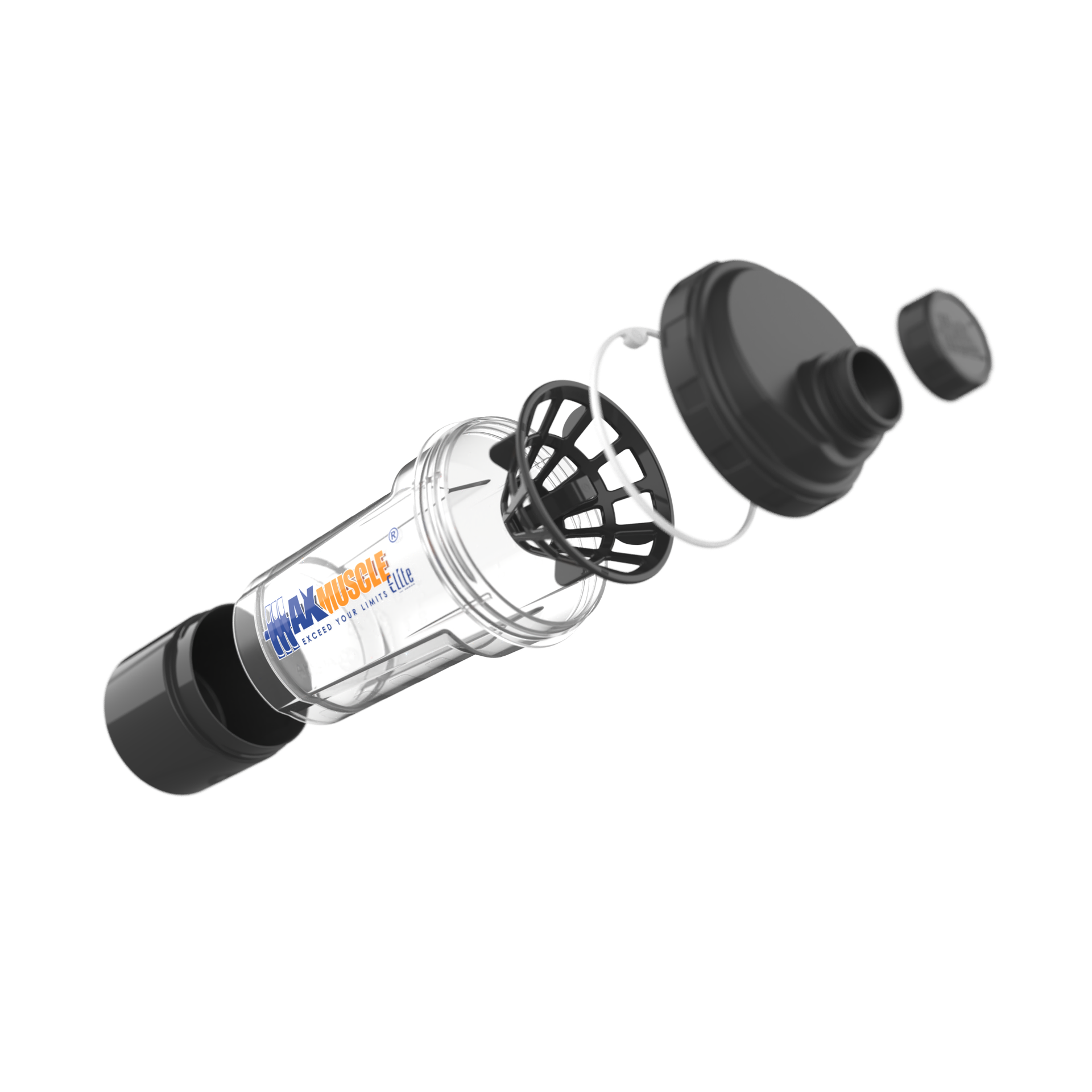 [6224009096213] Max Muscle Smart Shaker-550ml-Black Clear