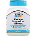 [740985222638] 21st Century Calcium Magnesium Zinc+D3-30Serv.-90Tablets
