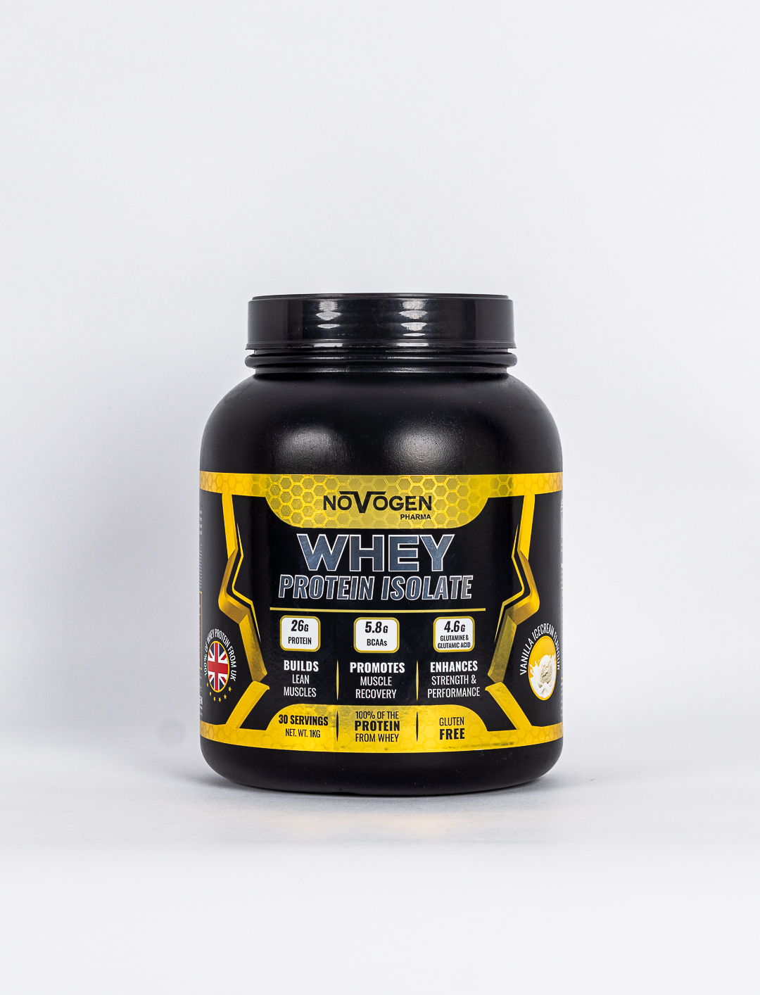 [6224009328185] Novogen Pharma Whey Isolate-30Serv.-1Kg-Vanilla Ice Cream