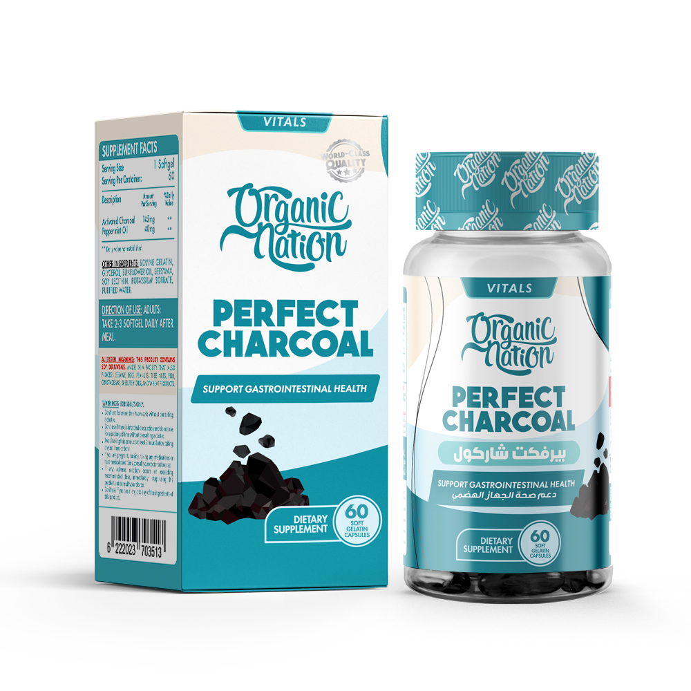 [6222023703513] Organic Nation Perfect Charcoal-60Serv.-60Softgels