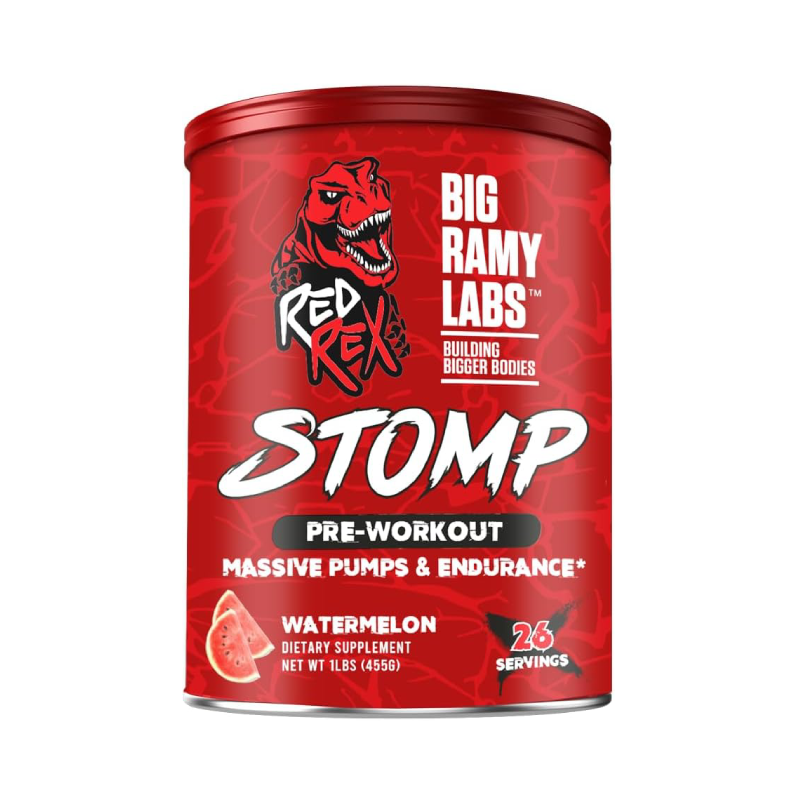 [6223007822992] Big Ramy Labs Red Rex Stomp Pre-Workout Massive Pumps &amp; Endurance-26Serv.-455G.-Watermelon