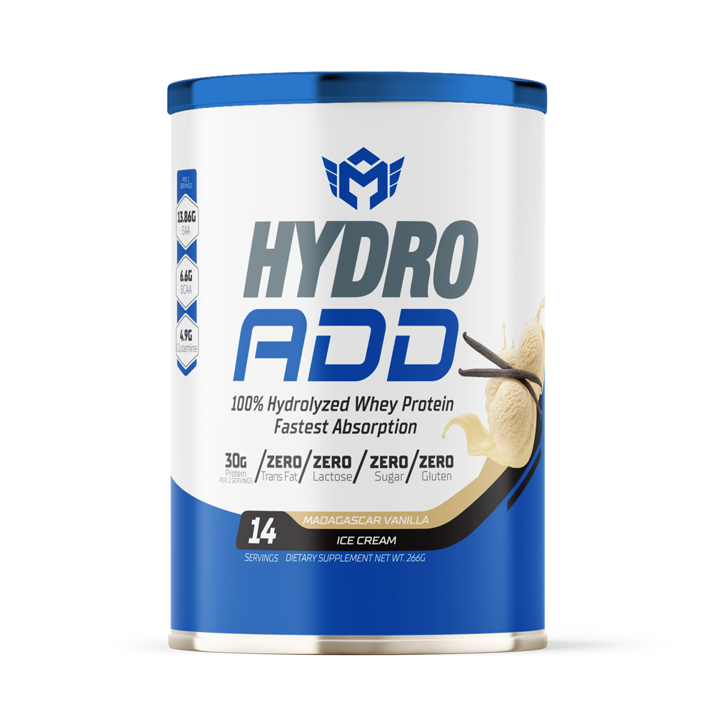 [6223007828451] Muscle Add Hydro Add 100%Hydrolyzed Whey Protein Fastest Absorption-14Serv.-266G.-Madagascar Vanilla Ice Cream