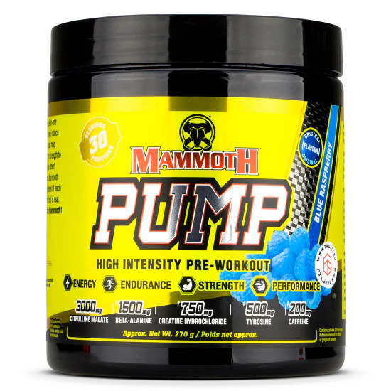[625486103535] Mammoth Pump High Intensity Pre-Workout-30Serv.-270G-Blue Raspberry