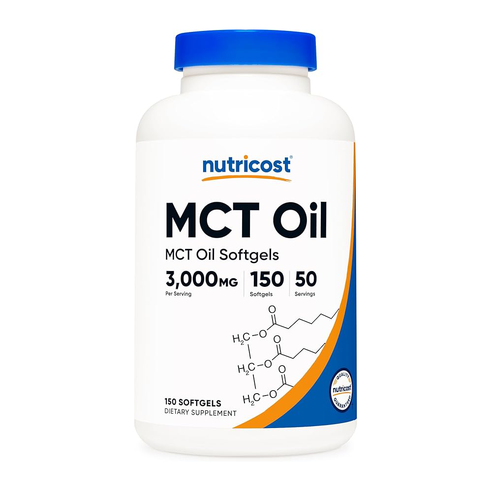 [857077008671] Nutricost MCT Oil Softgels 1000mg.-50Serv.-150Softgel