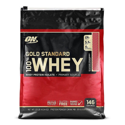 [748927028737] Optimum Nutrition Gold Standard 100% Whey-146Serv.-4.54KG-Delicious Strawberry