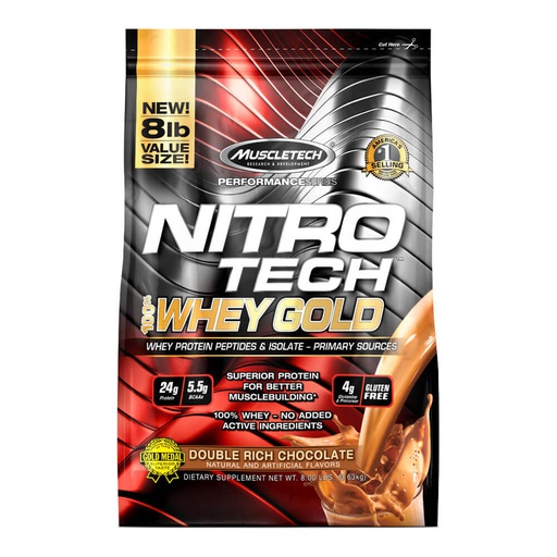 [631656711813] Muscletech Nitrotech Whey Gold-109Serv.-3.63KG-Double Rich Chocolate
